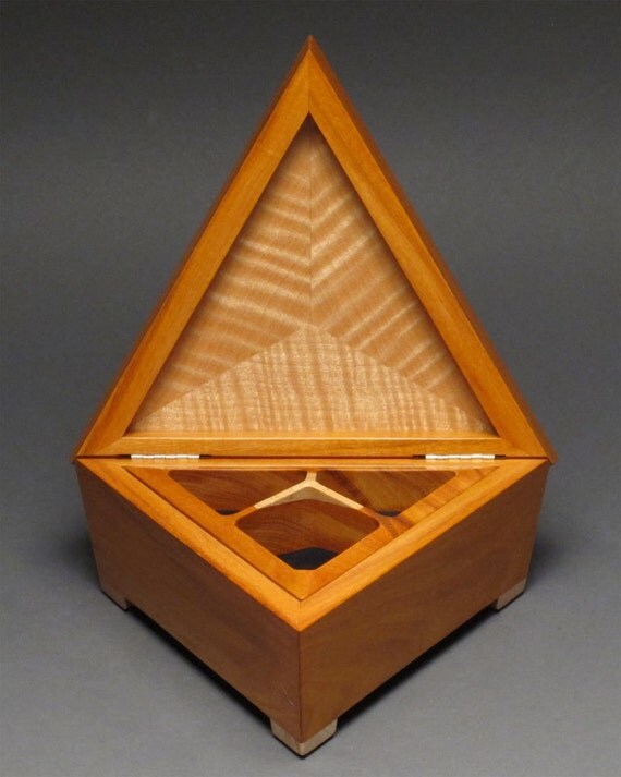 Small Triangular Jewelry Box with pull out tray 'The