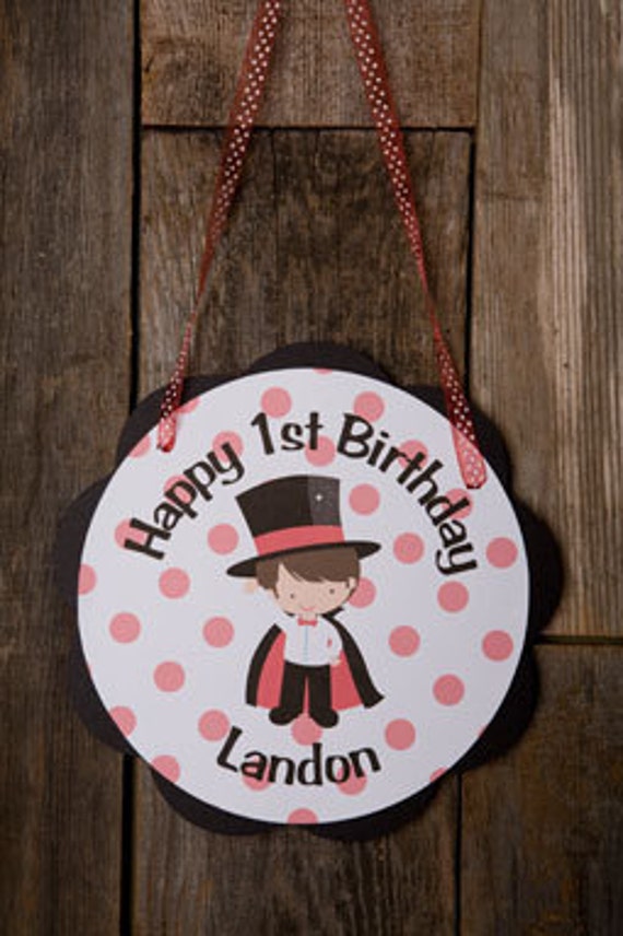 Magic Party Door Hanger - Abracadabra Magician Birthday Party - Magic Birthday Party Decorations in Red & Black Il_570xn