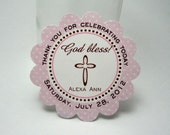 BAPTISM tags-  pink polka dot - Rounded cross by Just Scraps N Things