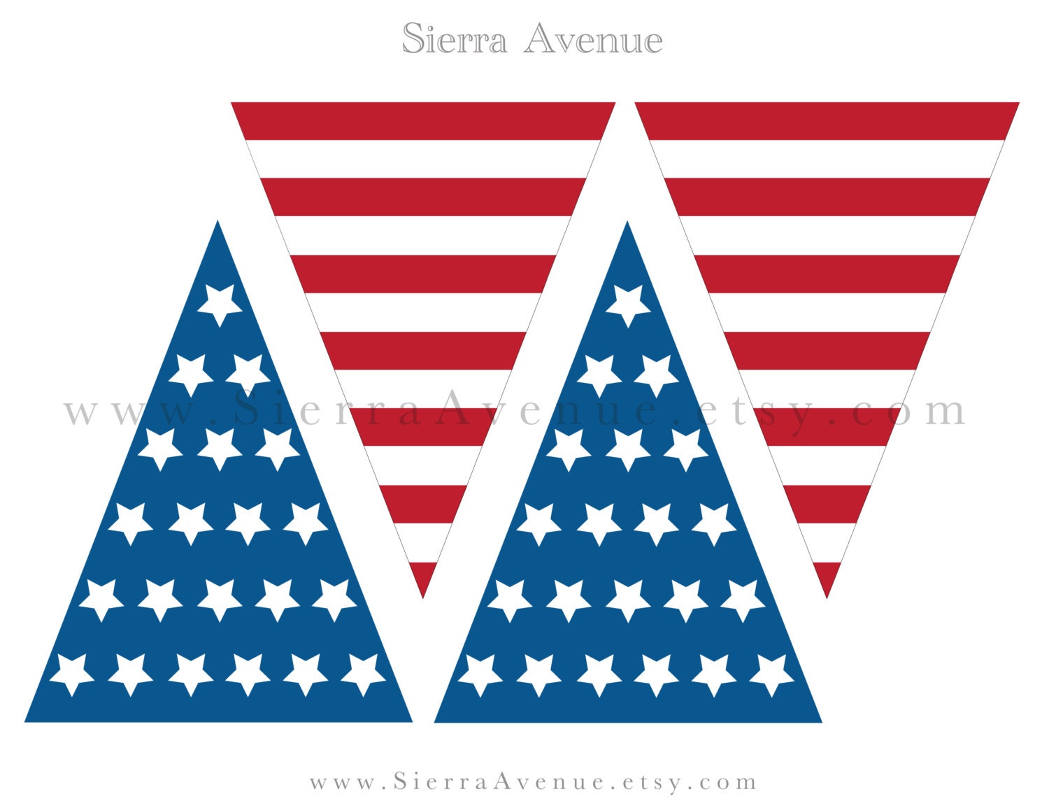 4th of July Pennant Banner Bunting Printable DIY Digital File