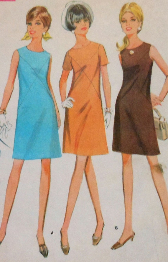 Vintage A-Line Dress Sewing Pattern McCalls 9189 Size 12 1960s