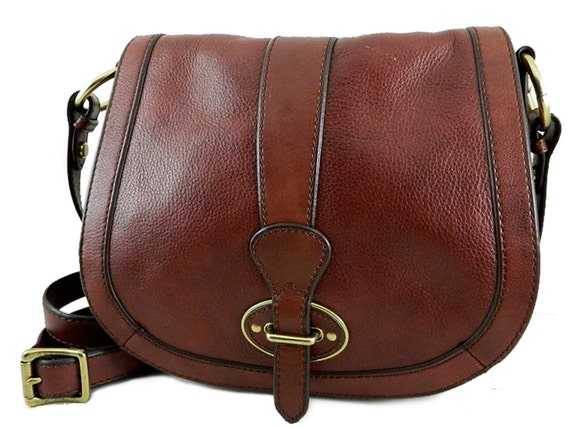 Authentic Vintage Leather Fossil Saddle Shoulder Bag by COTIVE