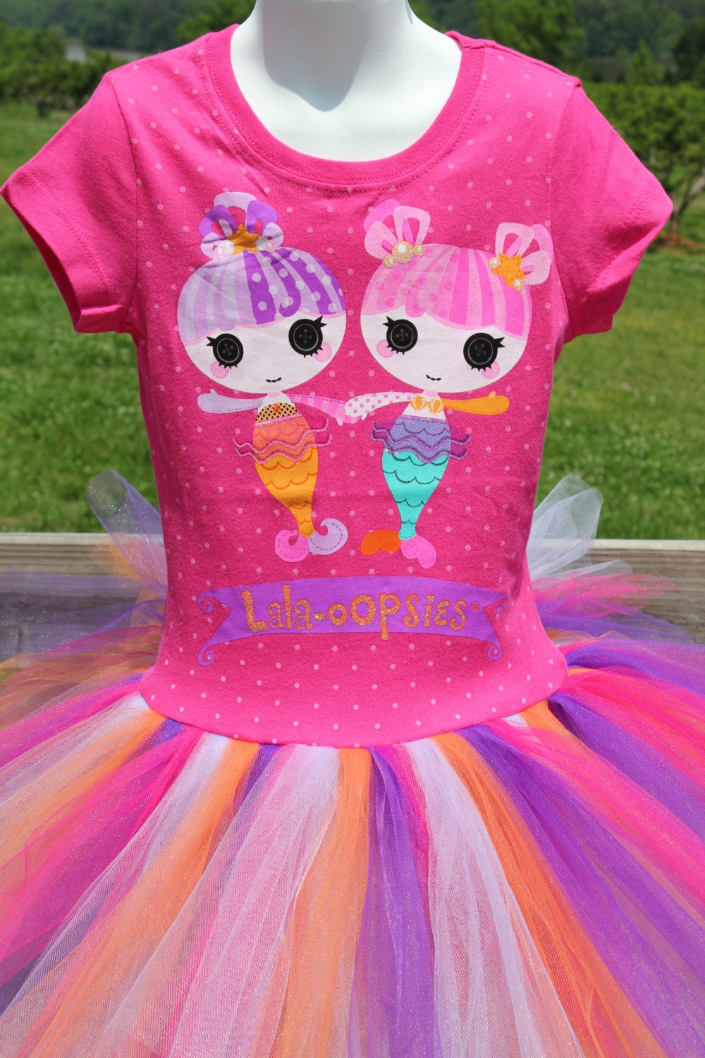 Lalaloopsy Lalaoopsie mermaid Tshirt hot pink purple tutu