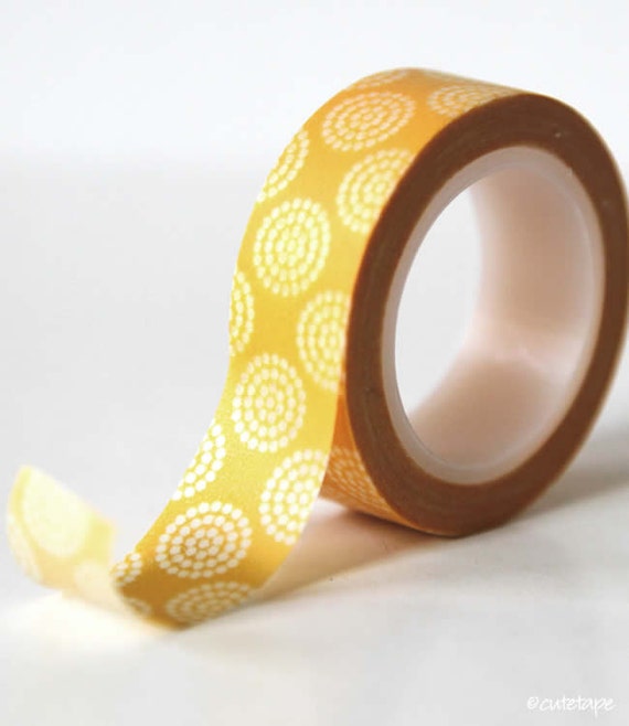 Yellow Orange Washi Tape dot circle Pretty Tape