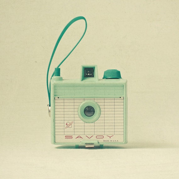 Mint - Camera photo, mint, cream, retro wall art, still life photography, gift for photographer, pastel decor