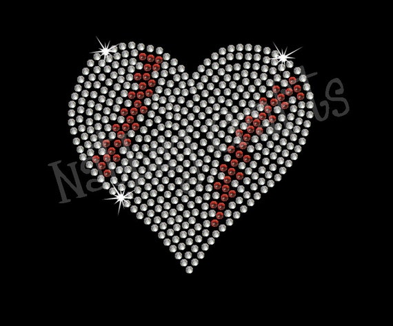 Baseball Softball Heart Rhinestone Bling Car Decal