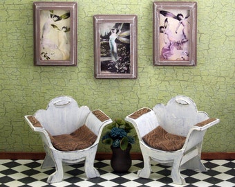Doll House Wall Hanging - Fairies - Brown Frame - Set of Three