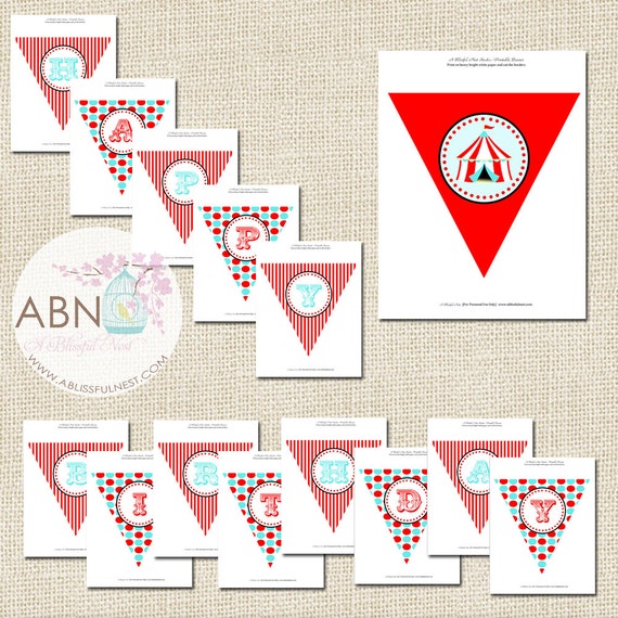 Carnival Banner - Circus Banner - Big Top Banner Bunting - PRINTABLE - INSTANT DOWNLOAD Il_570xn