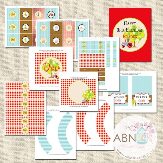 Barnyard Farm Birthday Party Decorations - PRINTABLE - By A Blissful Nest - As Seen On Pizzazzerie Il_570xn