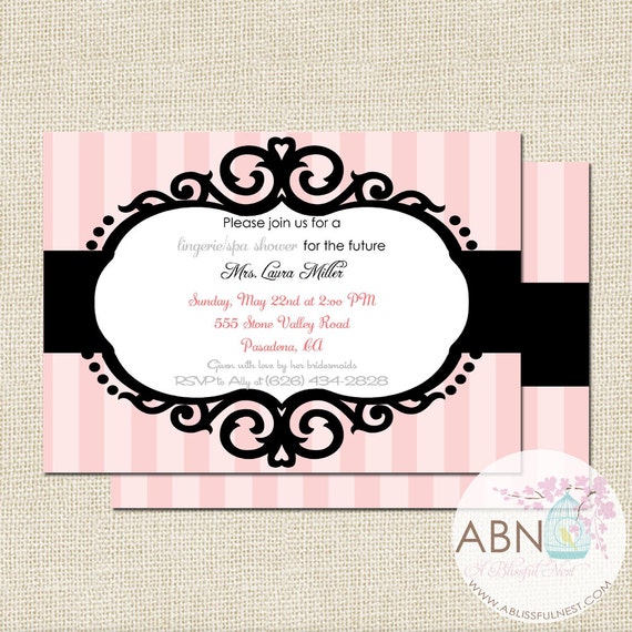 Bridal Shower Invitation - Bachelorette Party Invite - Lingerie Spa Collection - DIY PRINTABLE - By A Blissful Nest Il_570xn
