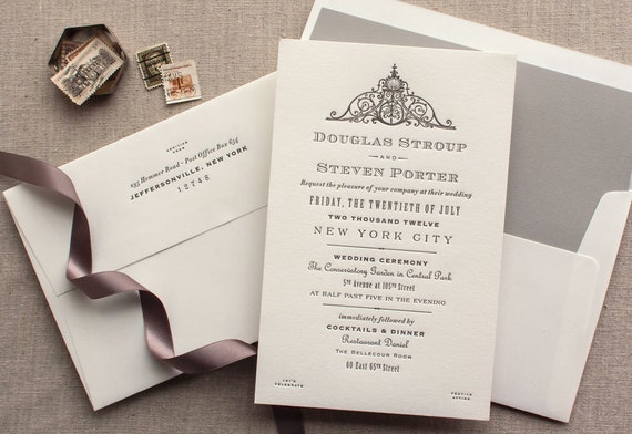 Items similar to French Wedding Invitation fleur de lis ...
