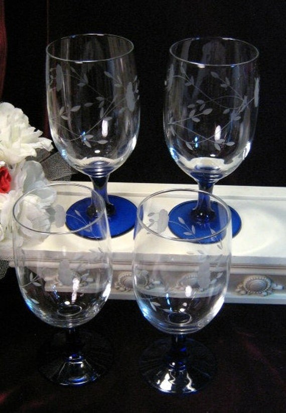 Princess House Crystal Cobalt Blue Heritage Ice Tea Glass