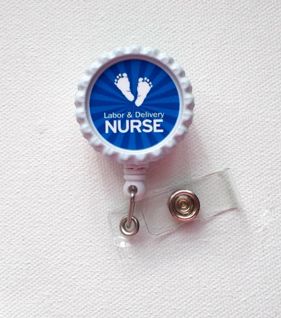 Labor and Delivery Nurse Little Feet ID Badge Reel Name