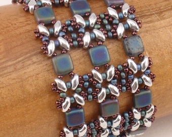 Beading Tutorial for Lattice Gates Beadwoven Bracelet, jewelry pattern, beadweaving tutorials, instant download, PDF