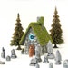 The Hermitage Cemetery and Caretakers Cottage - Handmade Miniature Countryside Village Gravestones and Cottage - HO Scale