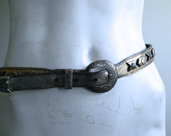 vintage. NAVAJO Metallic Silver Belt // Waist Belt // 29 to 32