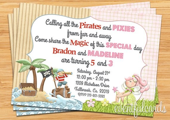 Pirates and Pixies Birthday Party Invitation - Printable Il_570xn