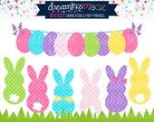 Sweet Bunnies with Bows- Clipart for Personal or Commercial Use Il_170x135