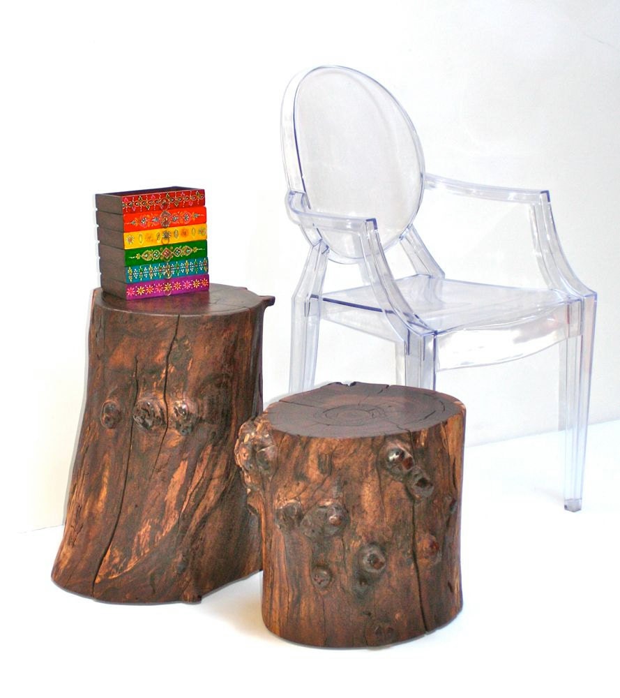 Walnut Tree Stump End Table Side Table Nightstand Furniture