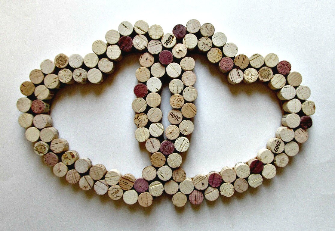 Wine Cork Heart Wall Decor Two Intertwined Hearts Wedding