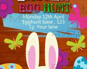 Printable Easter Egg Hunt Party Invitation butterflies and rabbit cute party invitation Il_170x135