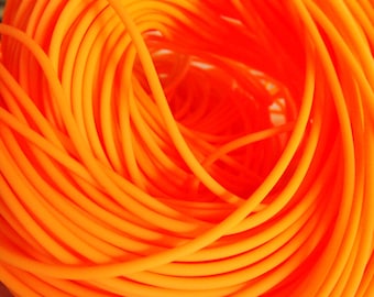 Rubber Cord tube 2mm(0,08in), hole 0,8mm(0,03in), PVC, Neon Orange, Fluo Orange- 4,5m/5 yards(1 piece)