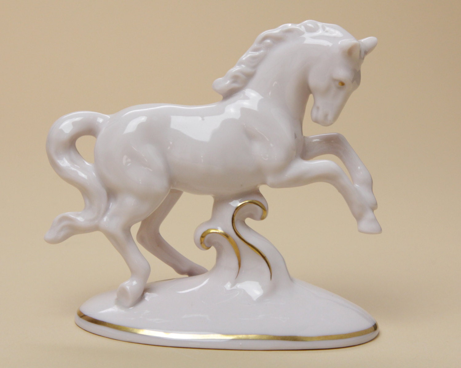 Antique Horse Figurine Pink Porcelain Marked by Vintage4Vintage