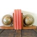 vintage old world globe bookends - study - map - cartography - wood