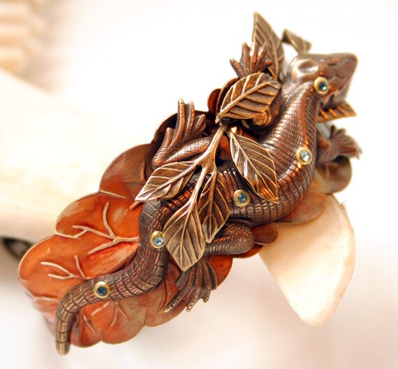 Lizard Bracelet Nature Woodland Bracelet Statement Bracelet