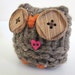 Knitted Owl- love owl with hot pink heart