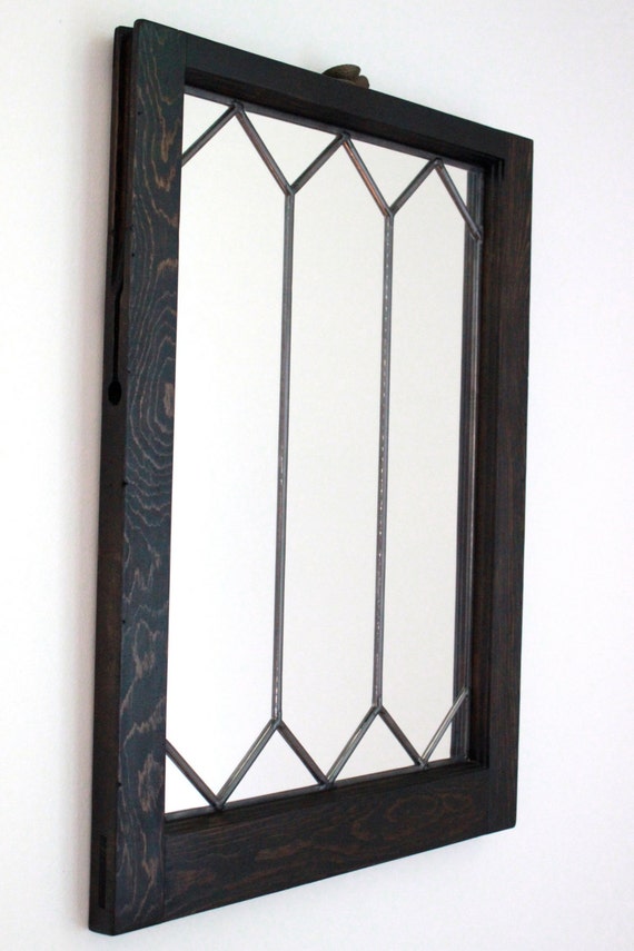 Leaded Mirror in Reclaimed Window Sash Handmade Wall Mirror