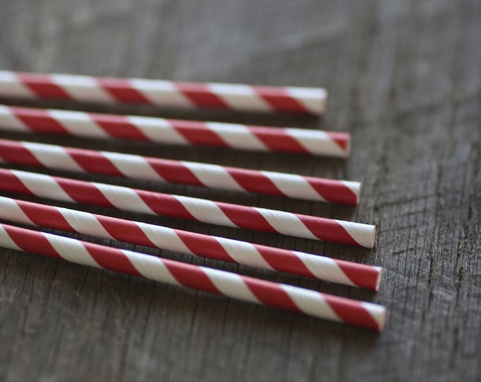 Cherry Red- Paper Straws- Set of 12