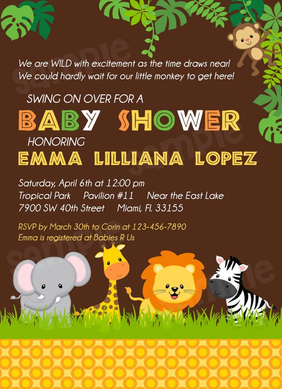 Safari BABY SHOWER invitation Jungle Baby Shower by modpoddesigns