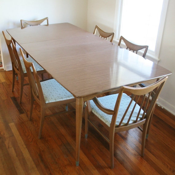 Mid Century Keller Dining Set Wood and Formica