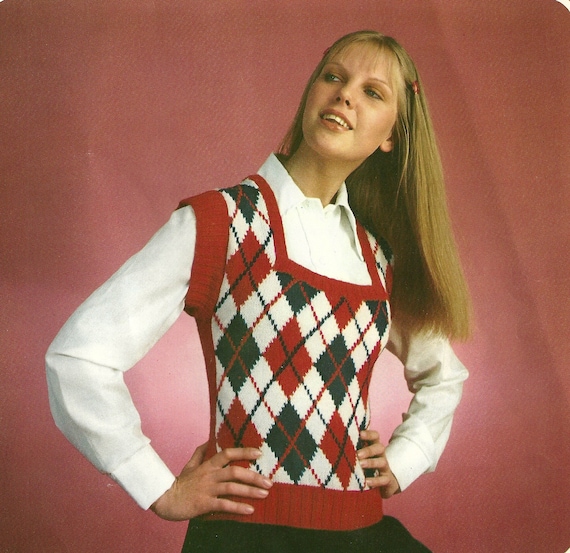 Items similar to Vintage Classic Argyle Vest knitting pattern PDF on Etsy