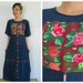 RESERVED for Laura G - Embroidered Boho Dress Vintage 1970s Ethnic Hippie Maxi Midi