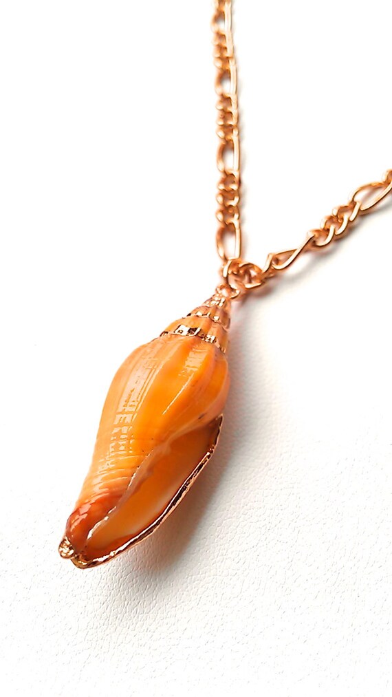 Bright Orange Conch Shell Necklace- Laced with Liquid Rose Gold- MALIBU Collection- Summer 2013