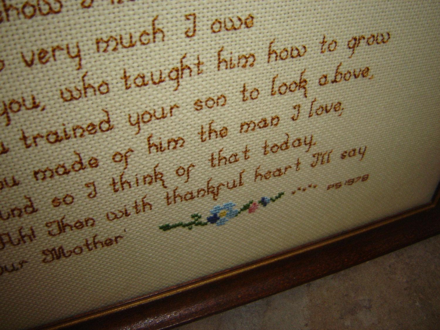 To His Mother a Cross Stitch Poem for That Special Mother In