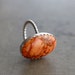 SALE - Orange Jasper Cocktail Ring Sterling Silver - Size 7.5