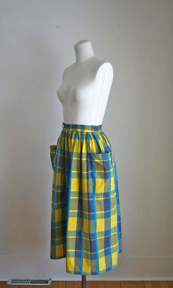 vintage plaid skirt SUMMER BREEZE cotton skirt / XS
