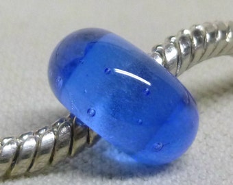 Transparent Blue Color Bubble Bead Handmade Large Hole Lampwork Bead Fits European Charm Bracelets