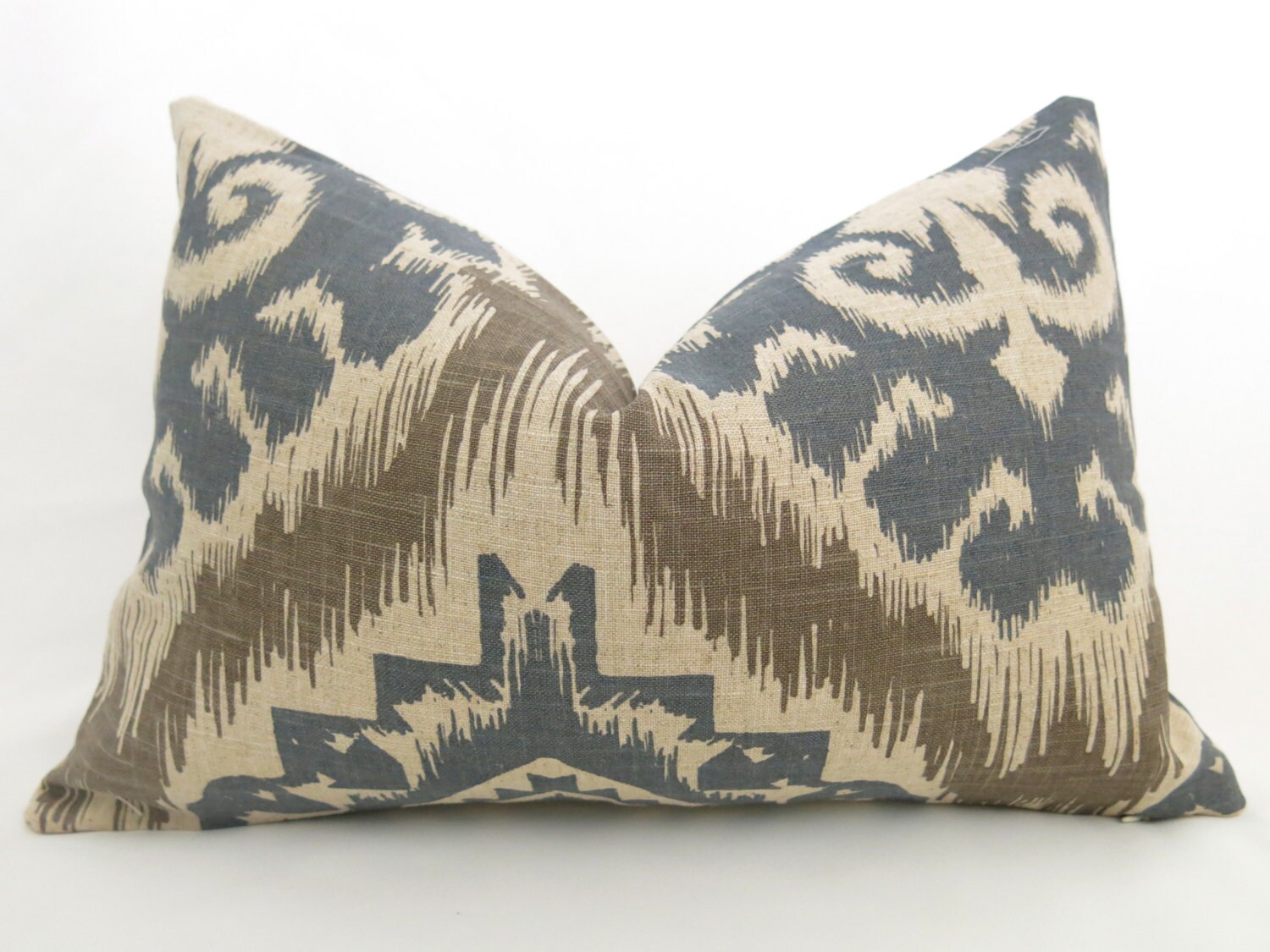 Medallion Ikat Lumbar Pillow 12x18 inch Slate Blue