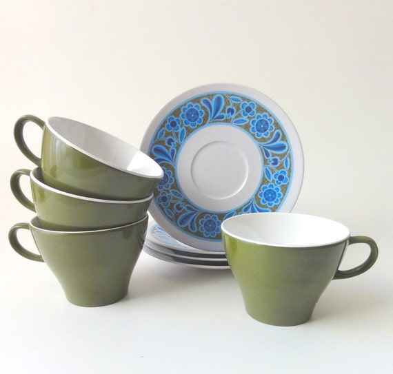 Vintage Melamine Tea Cups and Saucers Noritake