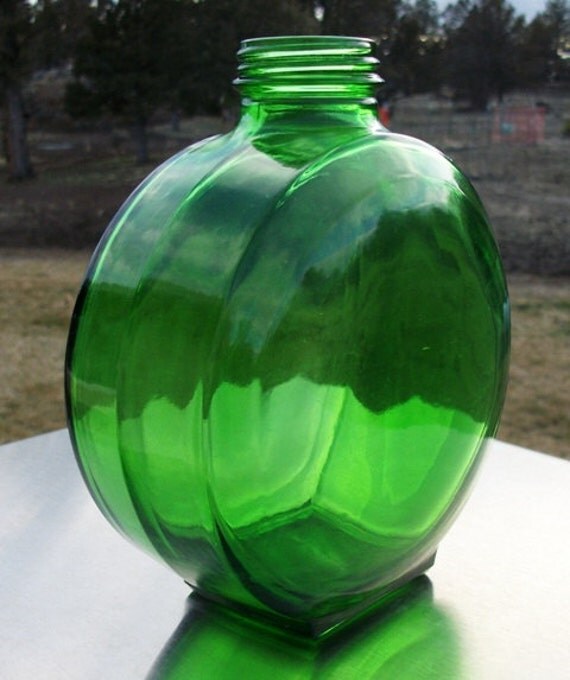 Canteen Green Glass Bottle Vintage Collectible Bottles Home