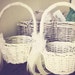 SET OF 2 BASKETS - Ivory Flower Girl Baskets with Lace and RIbbons, Chic Vintage Rustic Wedding baskets