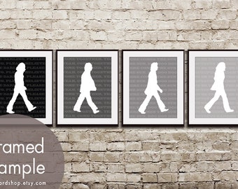 Abbey Road - Beatles Inspired Set of 4 - Art Prints (Featured in Shades of Black) Vintage Modern Art Prints