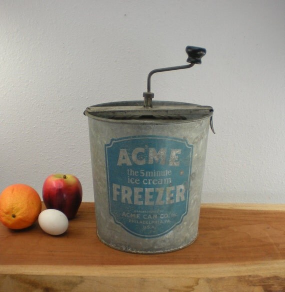 ACME Freezer Ice Cream Maker Metal Bucket USA