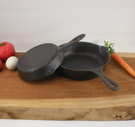 2 Vintage Hammered Cast Iron Skillets No. 5 and 3 No Name