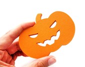 24 Halloween Pumpkin Die Cuts, Jack-o-Lantern Pumpkin Halloween in Orange Textured Cardstock Die Cut A21 Il_170x135