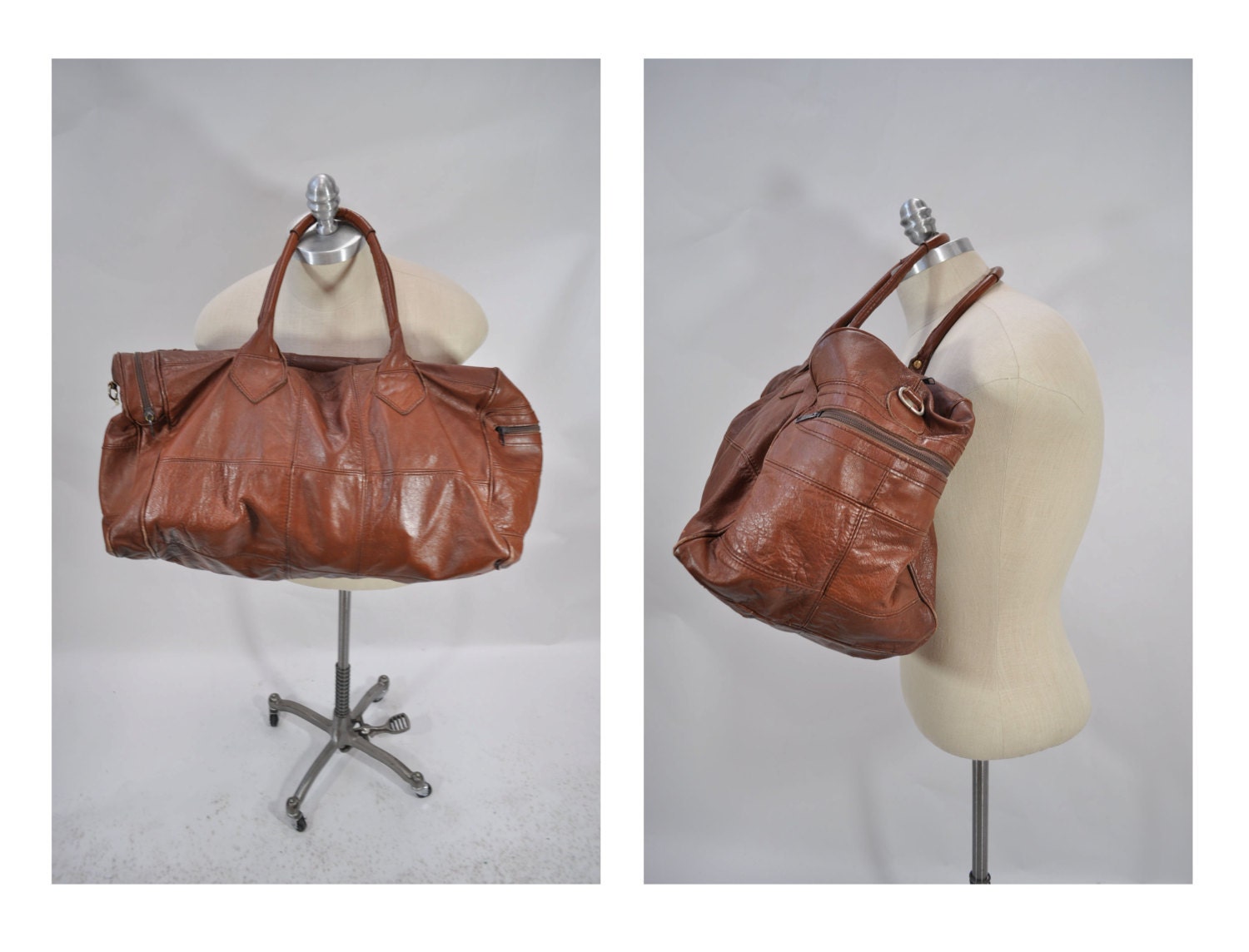 vintage leather carry on bag weekender tote vintage by andyhaul